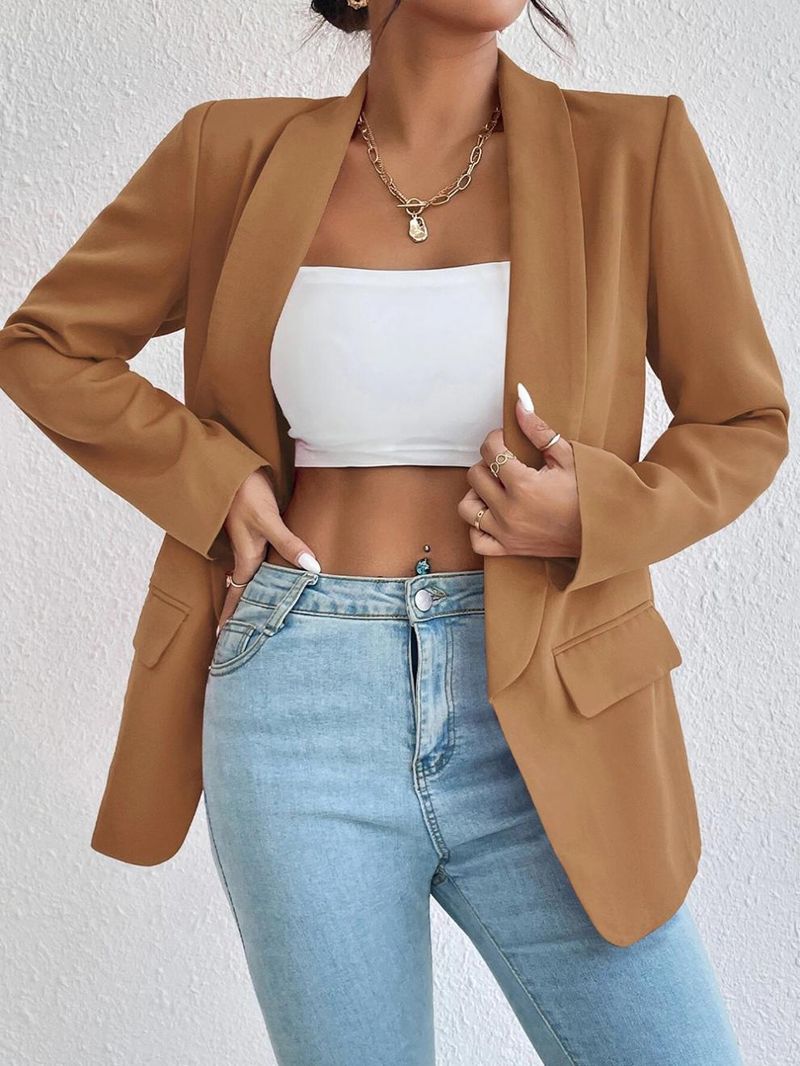 Women's Clothing Autumn And Winter Solid Color Lapel Small Suit Temperament Commuter Jacket_voghion.com