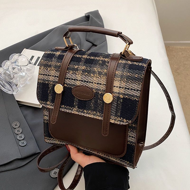 Zaino da college di fascia alta, borsa da donna in stile britannico, nuova e semplice borsa da viaggio per la scuola a quadri 2025_voghion.com