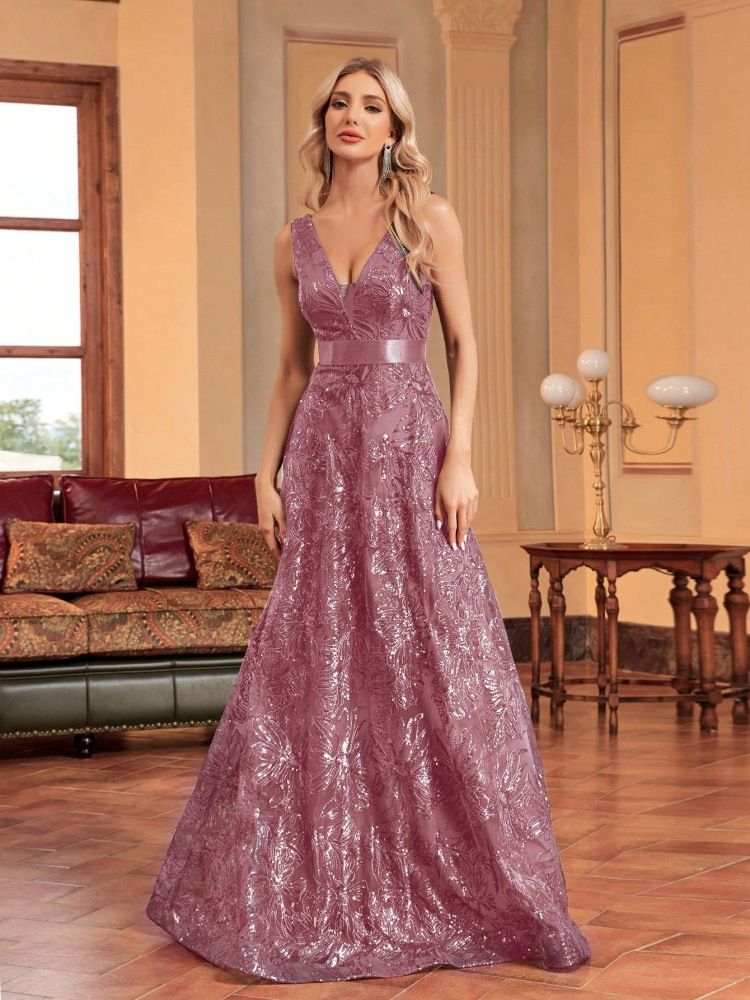 Elegant Deep V-Neck Mermaid Evening Dress With Open Back - Sexy Formal Gown For Bridesmaid, Prom, Banquet & Special Occasions_voghion.com
