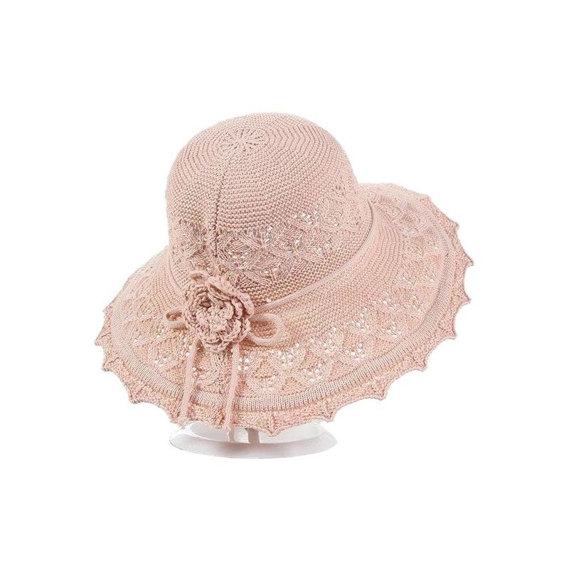 Chapeau de protection solaire à large bord pour femme, 1 pièce, en paille, pliable, pour l'été, la plage, la mode_voghion.com
