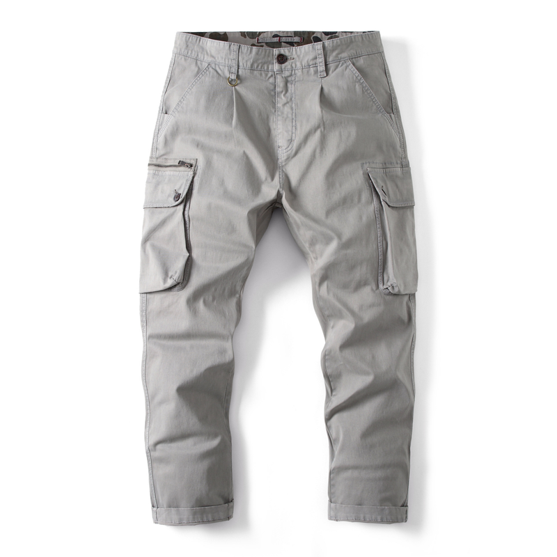 Otoño e invierno, pantalones de camuflaje sueltos con pies agrupados para hombres, pantalones sueltos de talla grande con múltiples bolsillos_voghion.com