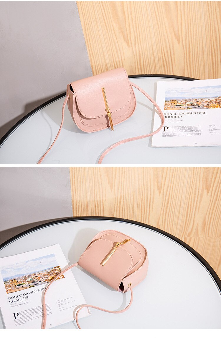 New Golden Tassel Double Layer Semi Circle Solid Color One Shoulder Saddle Bag Fashion Casual Women Small Bag_voghion.com