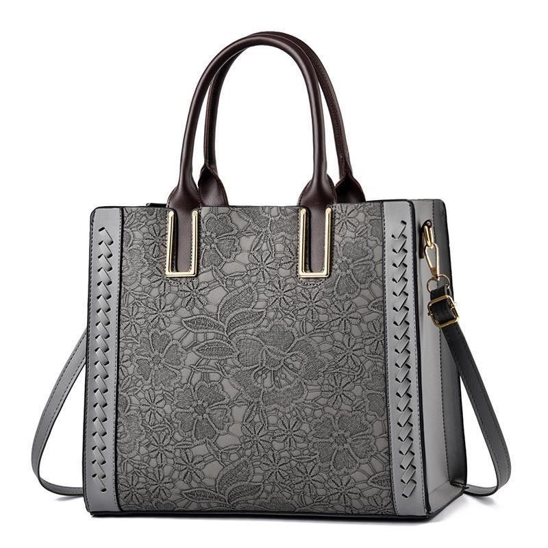 Women's Handbag Lace Embossed Large Capacity Soft Leather One-shoulder Oblique Span Multi-layer Texture Bag For Women_voghion.com