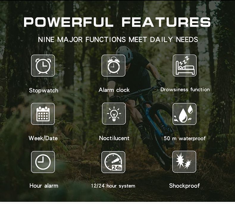 Men's Digital Analog Watch With Alarm, Stopwatch, Night Light, 50m Waterproof, Sport Outdoor Wristwatch For Daily Use Sports Waterproof Electronic_voghion.com