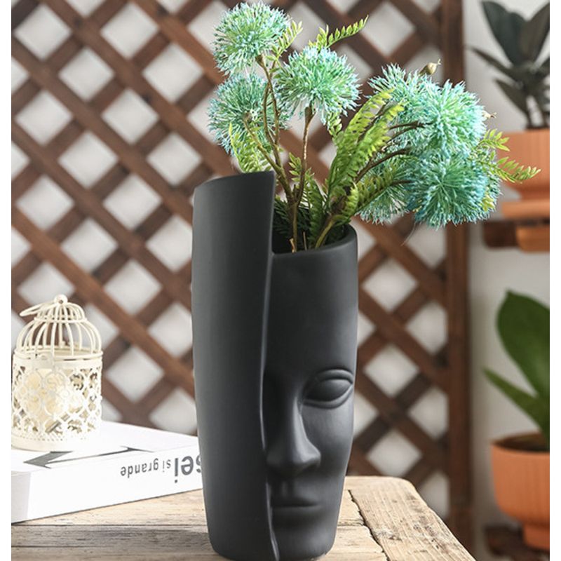 Abstract Human Face Simple Ceramic Creative Home Green Ornament Succulent Fresh Potted Plant Flower Pot_voghion.com