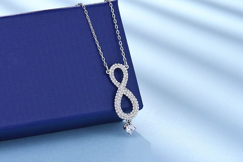 Collier long à pampilles Crystal Elements Eternal Love pour femme, chaîne de pull haut de gamme_voghion.com