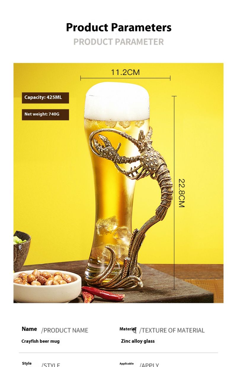 Wysokiej jakości kreatywny i spersonalizowany szklany kubek w kształcie homara, wysokiej jakości rzemiosło o dużej pojemności, pas internetowej gwiazdy, do domu_voghion.com