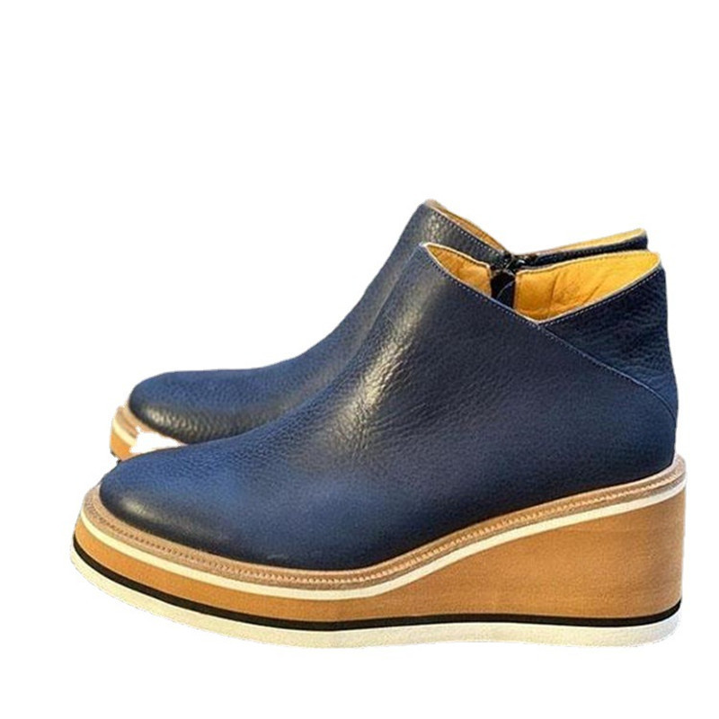 Kadınlar İçin Yan Fermuarlı Büyük Beden Slip-On Botlar - Günlük Giyim İçin Rahat, Alçak Topuklu Bilek Botları_voghion.com