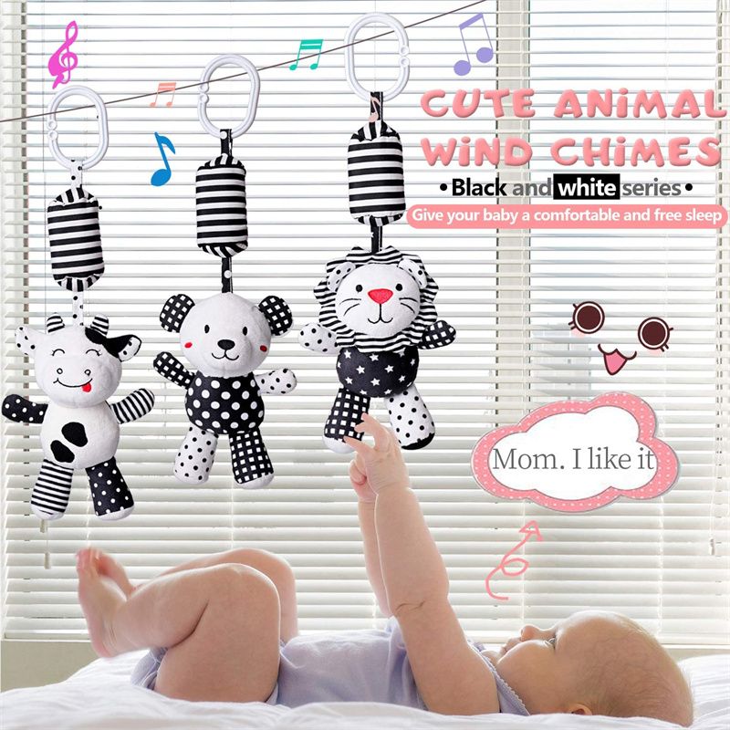Juguetes sensoriales para recién nacidos, libros educativos para bebés, juguetes para cuna, juguetes para bebés en blanco y negro, libros de tela con animales, juguetes para bebés de 0 a 12 meses_voghion.com