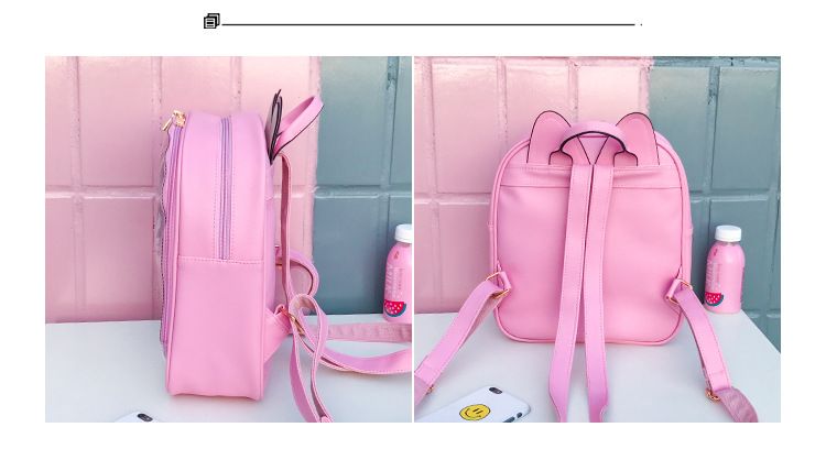 Zaini in pelle con orecchie di gatto adorabili Borsa trasparente color caramello Borse a tracolla da donna Zaino da viaggio per ragazze adolescenti_voghion.com