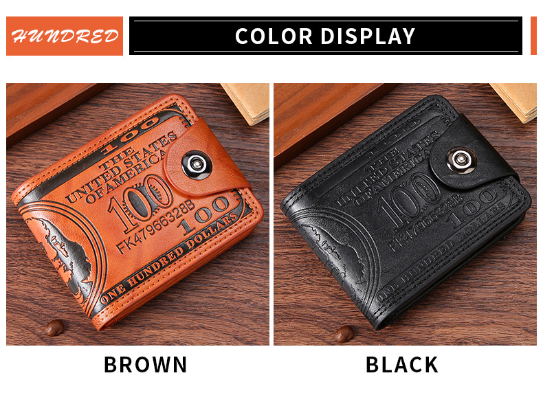 Men's Wallet Short Personality Beautiful Money Clip Men's Two Fold Buckle Multi Card Slot Wallet Wallet_voghion.com