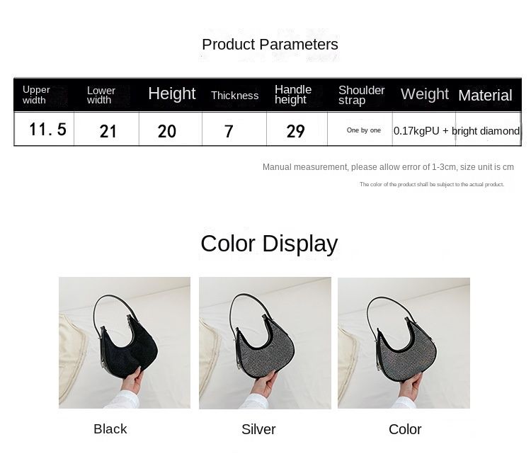 Borsa a tracolla in pelle PU con diamanti a catena per donna, borsa a tracolla estiva da donna, borsa a tracolla tinta unita_voghion.com