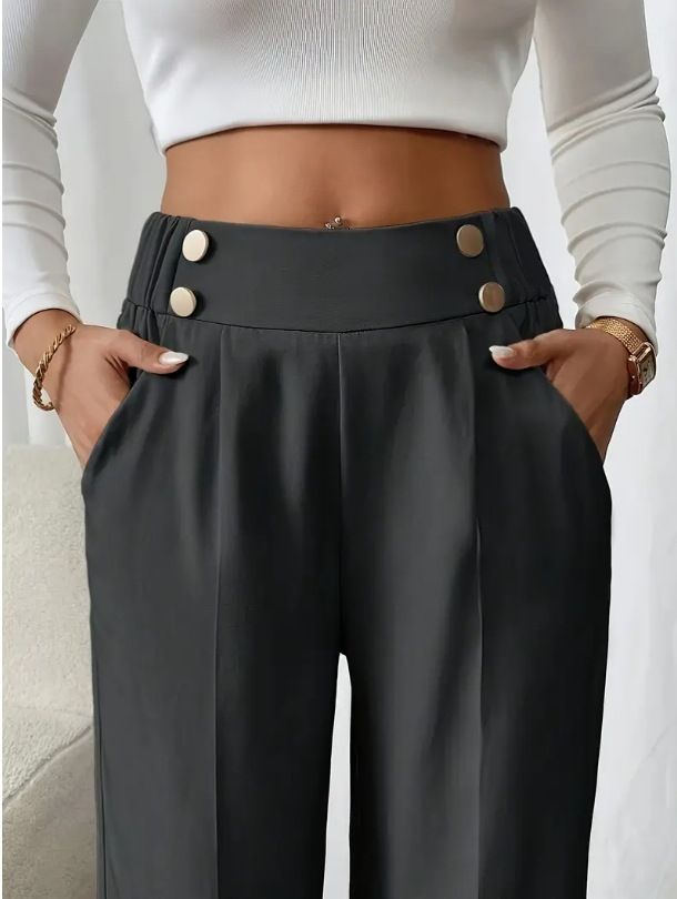 Dameskleding Drape Mopping Casual Broek Hoge Taille Broek Losse Temperament Recht Niche Ontwerp Effen Kleur Broek_voghion.com