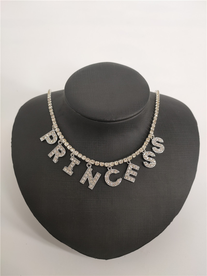 sources rhinestone bright diamond flash diamond letter combination pendant single row diamond necklace fb1543_voghion.com