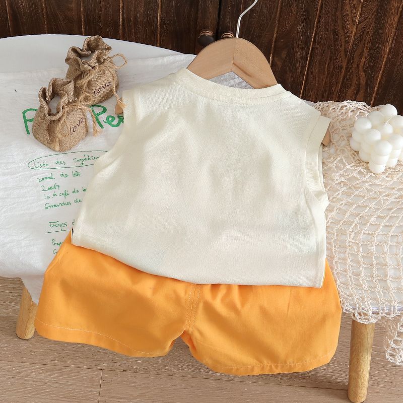 Ensemble gilet pour garçons, vêtements d'été élégants sans manches pour petits enfants, motif chat bicolore, nouvelle mode bébé mignon 2024_voghion.com