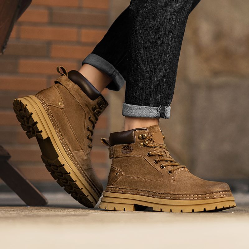 Neu Leder Frühling herren Schuhe High-top herren Erhöhung Werkzeug Martin Stiefel_voghion.com