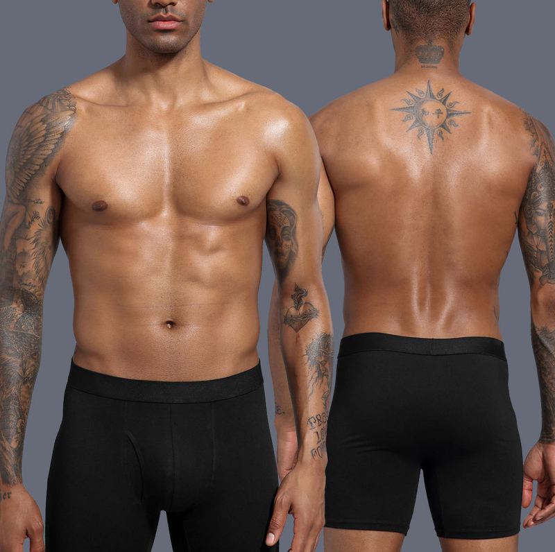 European and American men's underwear, pure cotton men's boxer briefs, extended opening style, sports solid color, cross border supply_voghion.com