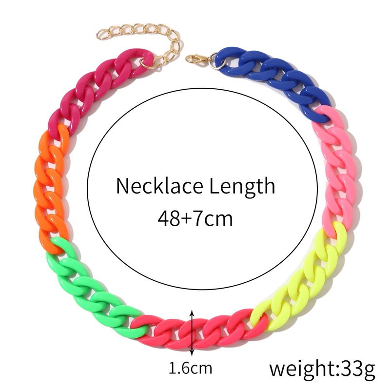 Accessori Collana estiva arcobaleno in acrilico con catena colorata punk cubana di grande successo_voghion.com