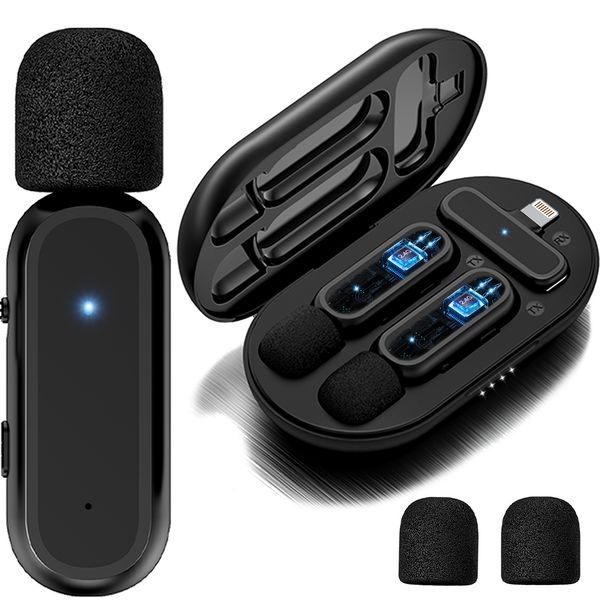 2 Pack Wireless Lavalier Microphones For IPhone/iPad_voghion.com