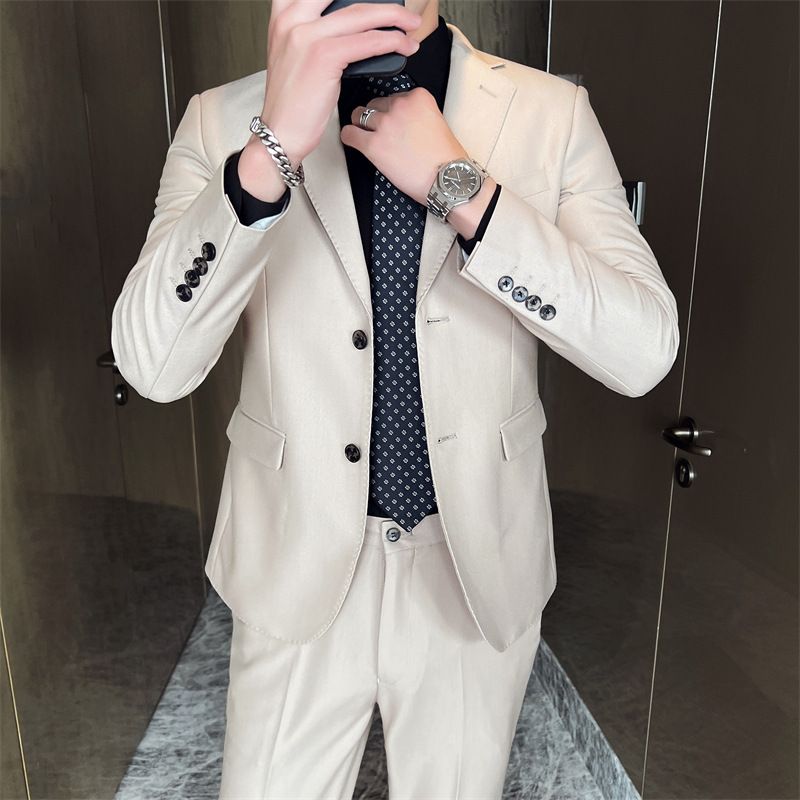 CT Two-Piece Set For Men Performance Formal Wear Host Stage Photo Studio Wedding Double-Breasted Men's Suit_voghion.com