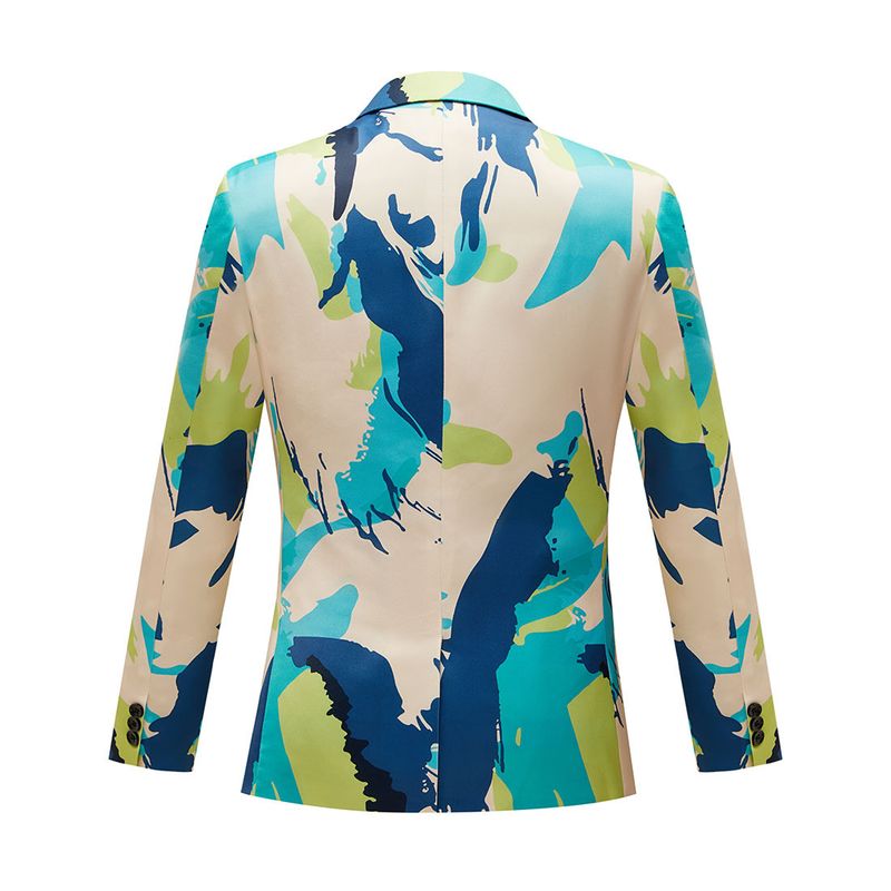 Modes jaunā tendence zili zaļa bēša apdrukāta ikdienas ASV izmēra vīriešu pieguļoša vienvietīga uzvalka_voghion.com