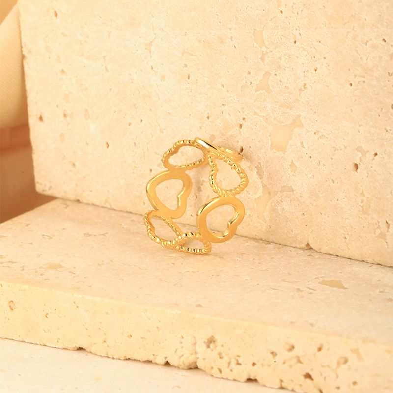 Set di gioielli da donna, moda, semplice, anello d'amore, anello in acciaio inossidabile placcato rosso temperamento femminile_voghion.com