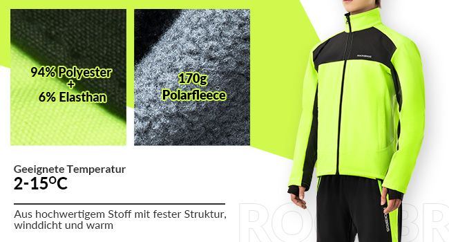 Veste/pantalon de vélo ROCKBROS pour l'hiver, thermique, haute visibilité et coupe-vent, pour l'extérieur_voghion.com