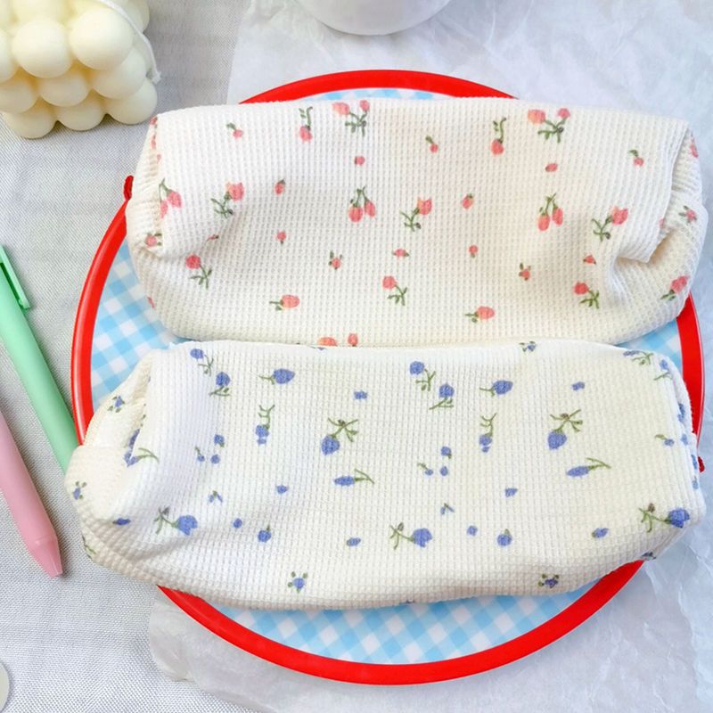 Ins – petite trousse à crayons florale Simple faite maison, Mini sac de rangement de papeterie en forme de cœur de fille fraîche_voghion.com
