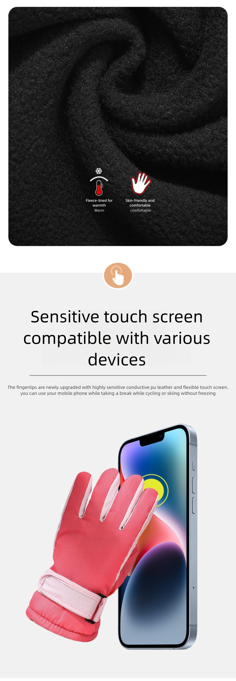 Outdoor Ski All Ages Fleece-Lined Windproof Warm Cycling Sports Gloves OEM_voghion.com