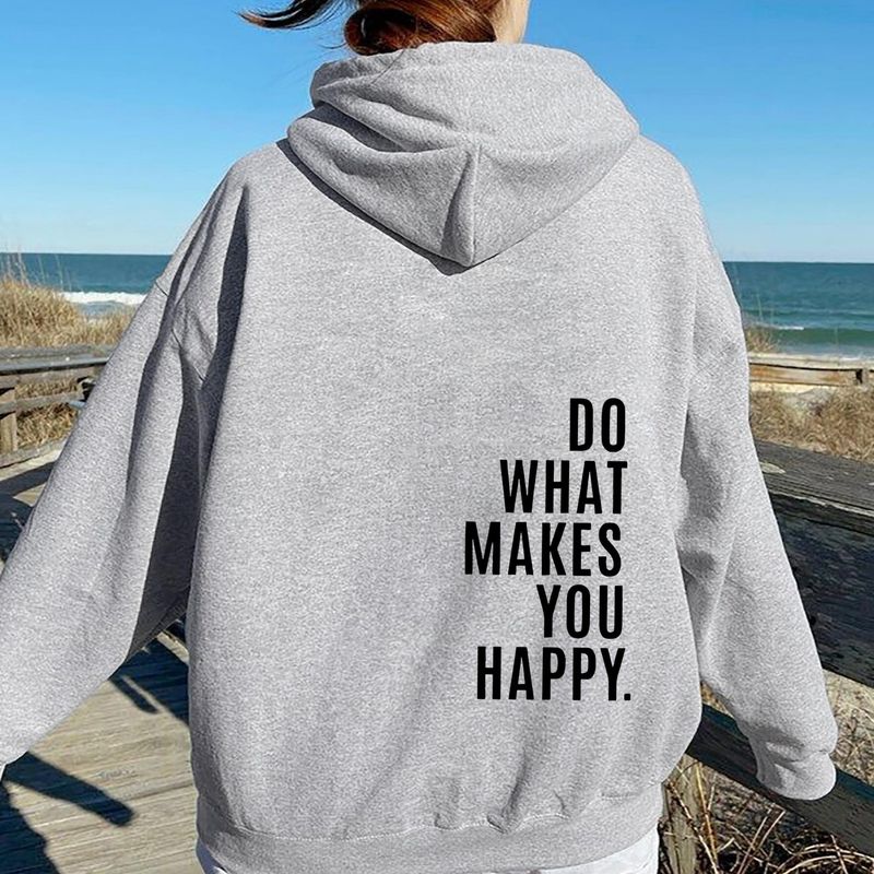Motivations-Hoodie für Damen – „Tu, was dich glücklich macht“ Langarmpullover (S-5XL, 40 Farbkombinationen)_voghion.com