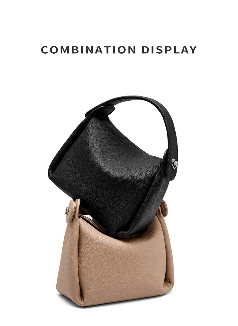 New Fashionable Top Layer Cowhide Versatile Soft Box Bag for Women's Niche High-end Feel Handbag, Single Shoulder Crossbody Bag_voghion.com