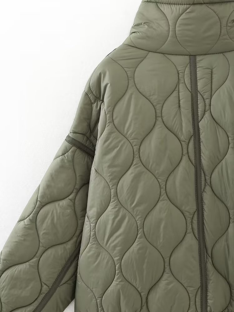 2024 Spring New Stand up Collar Cotton Loose Fit Short Coat Women's E73093Q_voghion.com