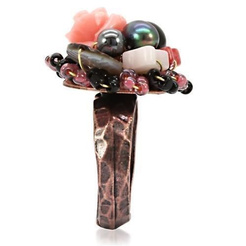 LOA596 - Antique Tone Brass Ring with Assorted in Multi Color_voghion.com