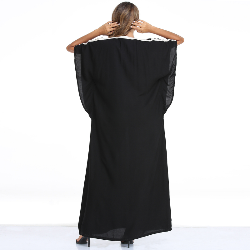 Women's batrobe short sleeve long skirt kaftan robe Middle Eastern plus size loose dress_voghion.com