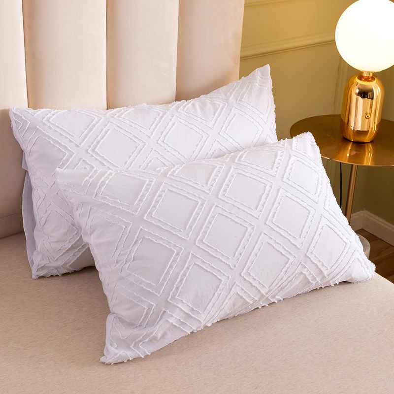 Set copripiumino di lusso in jacquard, 3 pezzi - Ricamo con motivo a onde e cubi. Biancheria da letto di alta qualità per case moderne._voghion.com