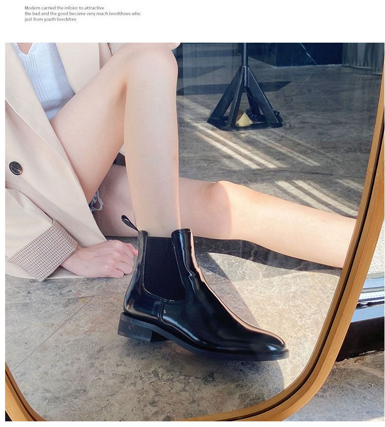 for Women 2022 Autumn And Winter New Item Martin Short Tube British Style Block Round Toe Elastic Band Women's Boots_voghion.com