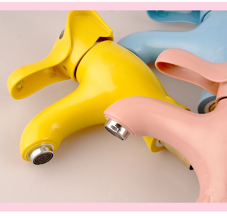 Torneira Elefante Infantil – Torneira de Água Colorida de Plástico para Lavatório – Misturador Duplo de Água Quente e Fria com Base Antiderrapante_voghion.com