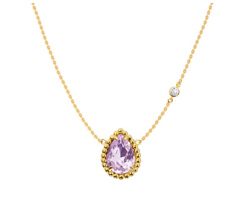 Women's Jewelry Beaded Edge Claw Inlaid Faceted Multi Color Artificial Crystal Necklace Creative Design Fashionable Long Single Flower Necklace_voghion.com