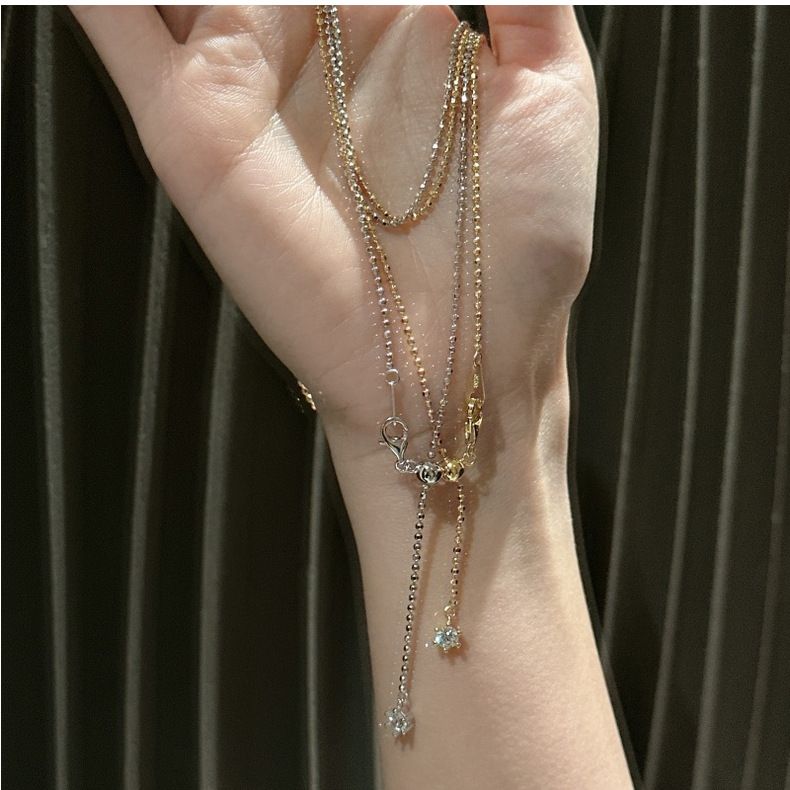 Collier long en argent sterling S925, chaîne de pull, design de niche, léger, luxueux, simple, mode médiévale, vintage_voghion.com