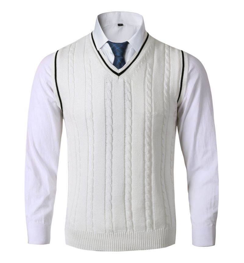 Grenzüberschreitende Herrenweste Strickweste Ärmellose lässige große Herrenbekleidung Außenhandel V-Ausschnitt Verdickte Weste Unterhemd_voghion.com
