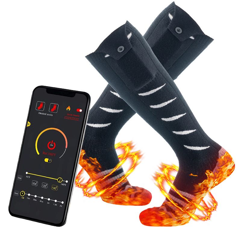 2025e New Model APP Controlled Full Foot Rechargeable Winter Outdoor Warm Electric Heating Socks_voghion.com