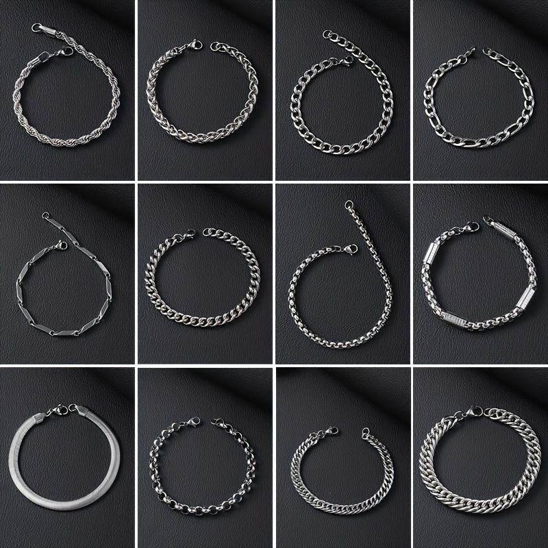 Bracciale in acciaio al titanio lavabile versatile alla moda con catena cubana anti-scolorimento da uomo, in acciaio inossidabile e molto venduto_voghion.com