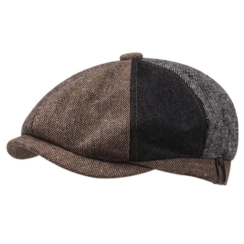 Gorra Zhuoxinder para hombre, estilo vintage británico con parches, boina de invierno con costuras elegantes para uso diario - 1_voghion.com