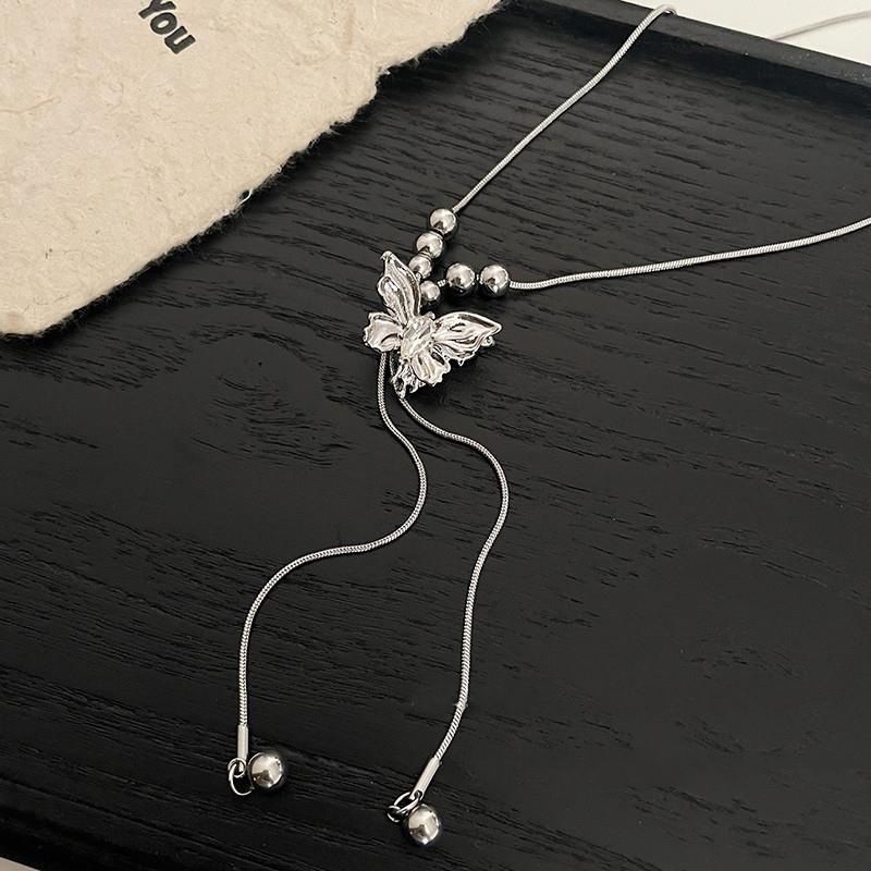 Colier cu mărgele și ciucuri cu fluture reglabil, faimos pe internet, lanț rafinat pentru claviculă, accesoriu de înaltă calitate_voghion.com