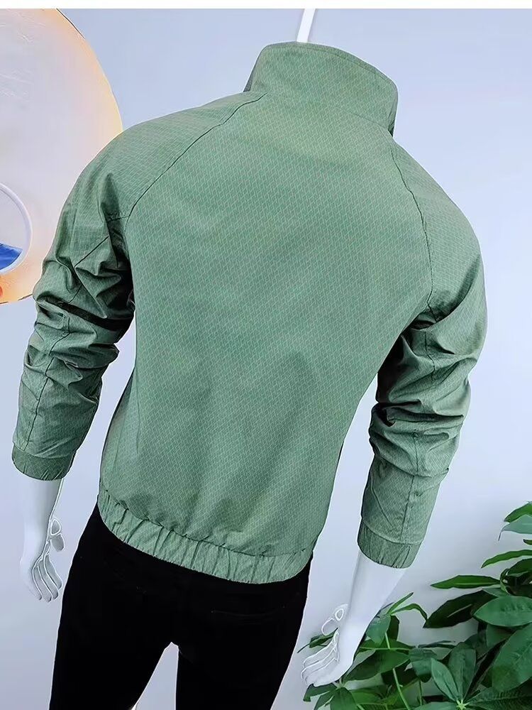 Herrenbekleidung Trendy Oversized Streetwear Jacke für Herren - Vintage High Street Korean Style Kapuzenjacke mit Reißverschluss in Schwarz/Weiß/Grün_voghion.com