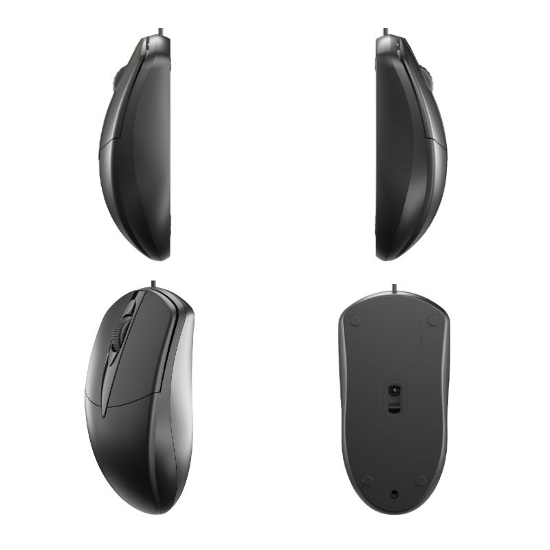 Mouse USB ergonomico cablato con rotellina di scorrimento a 4 vie – Mouse ottico a 3 pulsanti 1200 DPI per PC e laptop (nero)_voghion.com