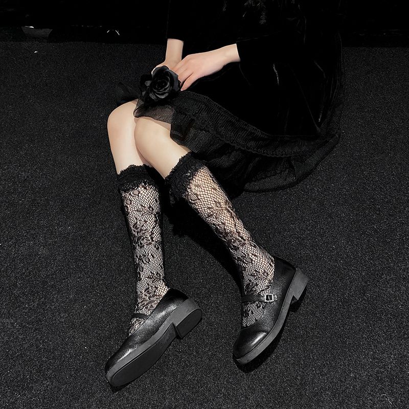 Weiße Wadensocken mit Spitzenbesatz, Strümpfe für Damen, Sommer-Lolita, Lolita-Söckchen, Wadensocken, JK-Lange Strümpfe_voghion.com