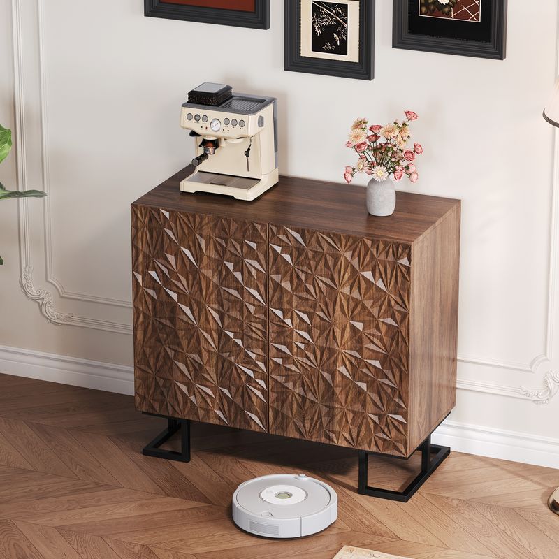 Credenza 80x78 cm Walnussoptik, cassettiera con apertura a pressione, metallo, design moderno_voghion.com