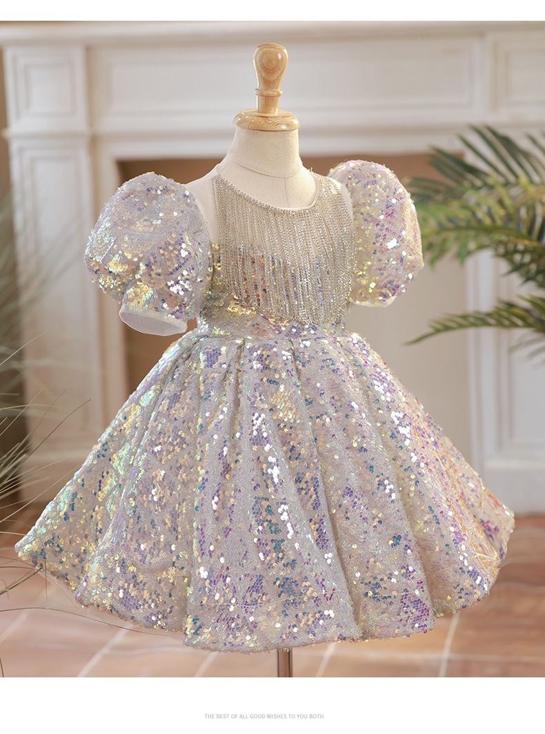 Lasteriided Tüdrukute õhtukleit lilletüdruk väike võõrustaja esinemine sünnipäevakingitus printsessi kleit beebitüdruk aastane kleit poolseeliku kleit_voghion.com