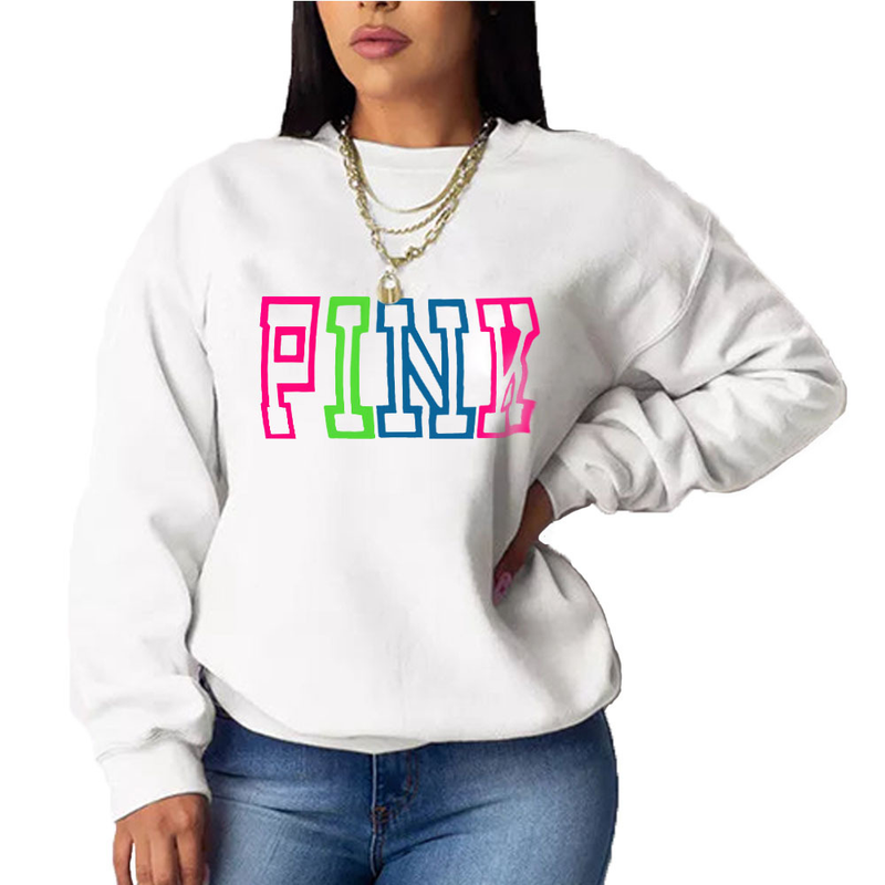 N8889P11 Grand haut imprimé sans chapeau pour femmes, pull décontracté, ample et polyvalent à manches longues_voghion.com